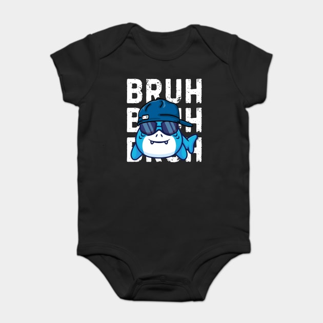 Cool Summer Vacation Bruh Shark Baby Bodysuit by The WYLD Tribe